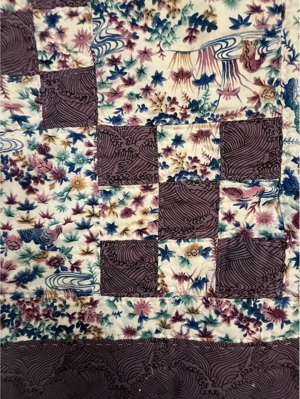 Handmade/ Handstitched Purple Irish Chain Checkered Crib Quilt 37 x 27